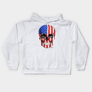 American Flag Skull (On White Background) Kids Hoodie